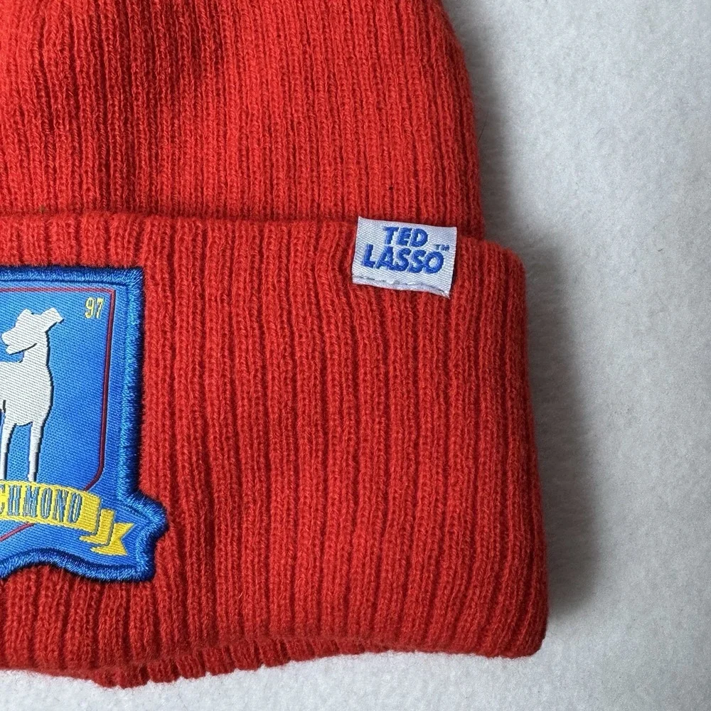 Ted Lasso Beanie One Size‎ Bright Orange Ribbed Knit Stocking Cap Costume Hat